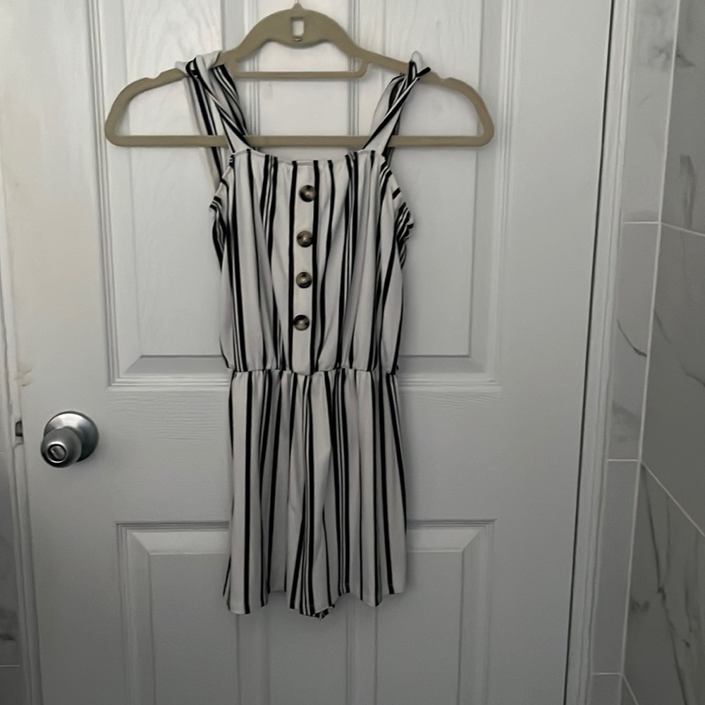 cute black and white striped romper soft and nice material